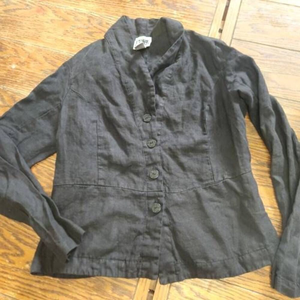 Prairie underground black linen button down jacket sz Medium